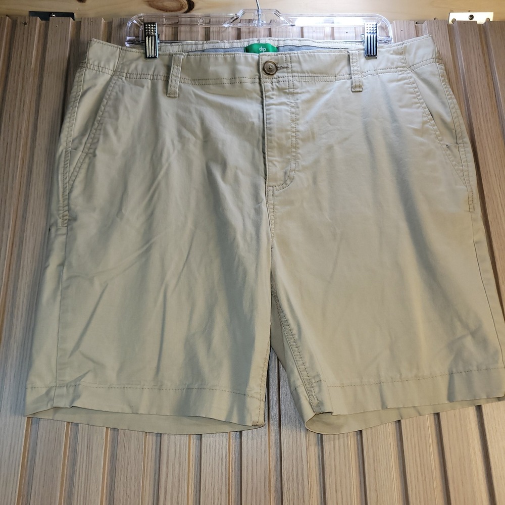 Dip Mens Khaki Chino Shorts Size 36 Tan Flat Front Twill Casual Summer